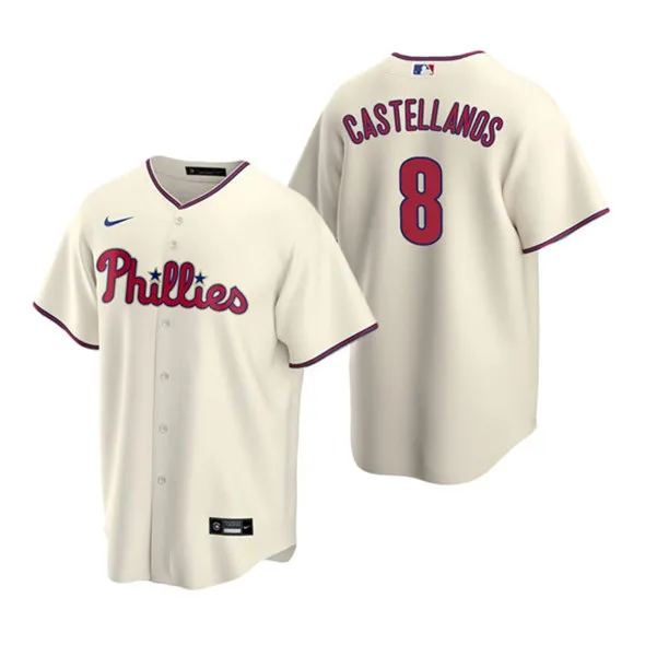 Men's Philadelphia Phillies #8 Nick Castellanos Cream Cool Base Stitched Jersey