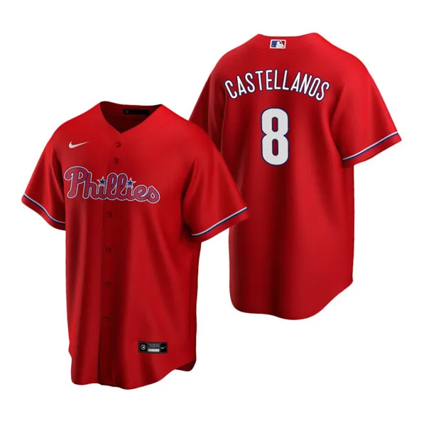 Men's Philadelphia Phillies #8 Nick Castellanos Red Cool Base Stitched Jersey