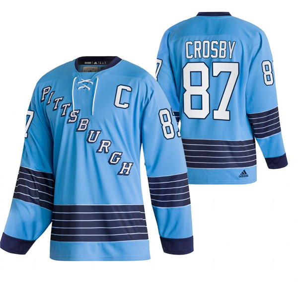 Men's Pittsburgh Penguins #87 Sidney Crosby 2022 Blue Classics Stitched Jersey