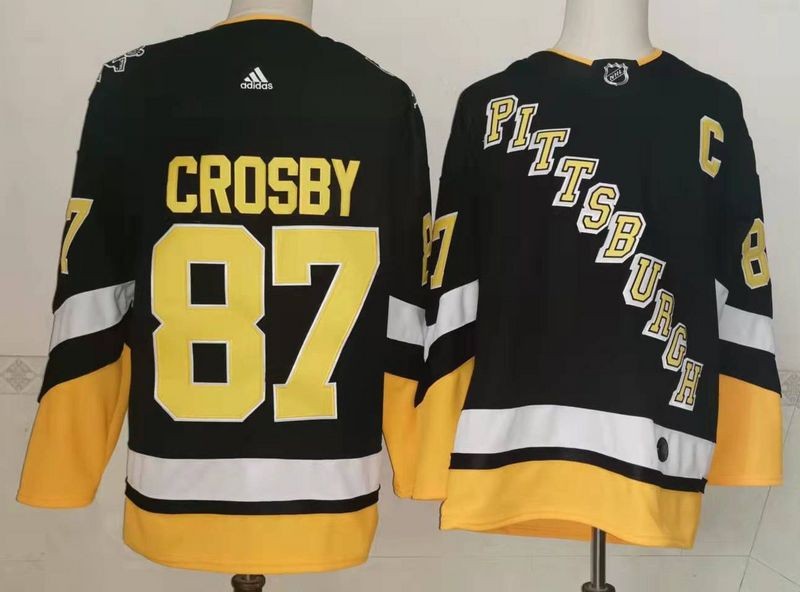 Men's Pittsburgh Penguins #87 Sidney Crosby Black 2021-2022 Stitched Jersey