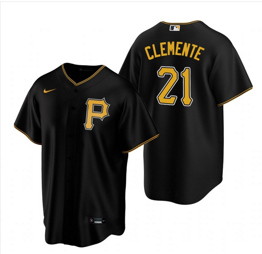 Men's Pittsburgh Pirates #21 Roberto Clemente Black Stitched MLB Cool Base Nike Jersey