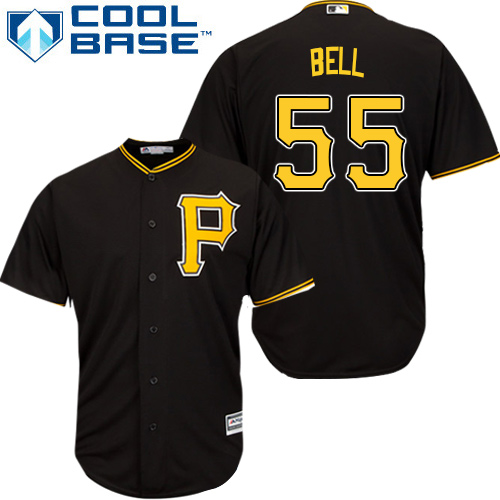 Men's Pittsburgh Pirates #55 Josh Bell Black Cool Base Stitched Baseball Jersey