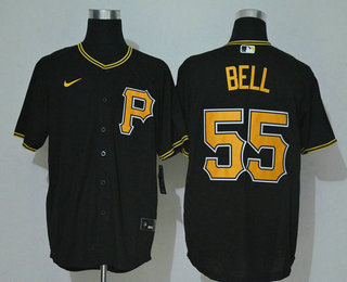 Men's Pittsburgh Pirates #55 Josh Bell Black Stitched MLB Cool Base Nike Jersey