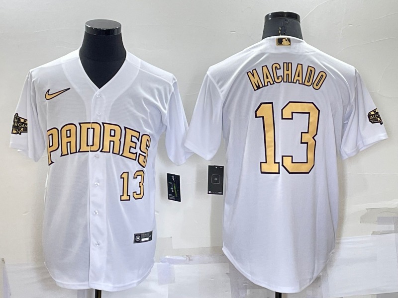 Men's San Diego Padres #13 Manny Machado Number White 2022 All Star Stitched Cool Base Nike Jersey