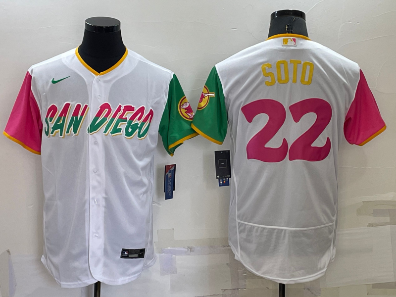 Men's San Diego Padres #22 Juan Soto White 2022 City Connect Flex Base Stitched Jersey