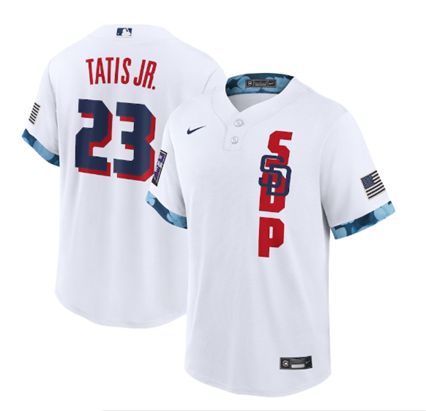 Men's San Diego Padres #23 Fernando Tatis Jr. 2021 White All-Star Cool Base Stitched MLB Jersey