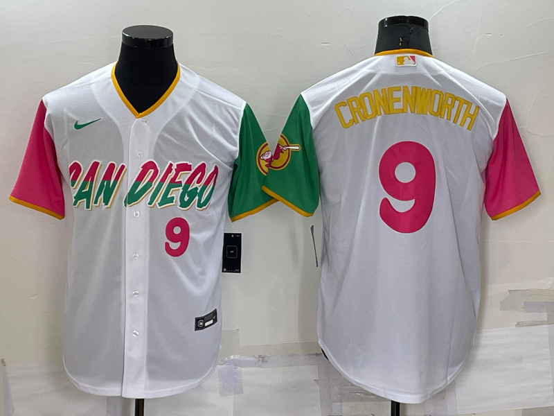 Men's San Diego Padres #9 Jake Cronenworth White Number 2022 City Connect Cool Base Stitched Jersey
