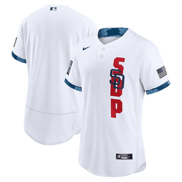 Men's San Diego Padres Blank 2021 White All-Star Flex Base Stitched MLB Jersey