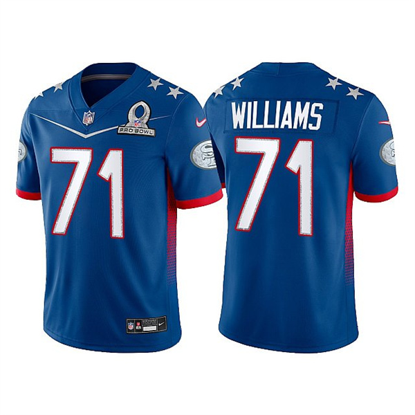 Men's San Francisco 49ers #71 Trent Williams 2022 Royal NFC Pro Bowl Stitched Jersey