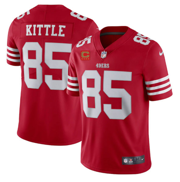 Men's San Francisco 49ers 2022 #85 George Kittle Red New Scarlet With 4-star C Patch Vapor Untouchable Limited Stitched Football Jersey
