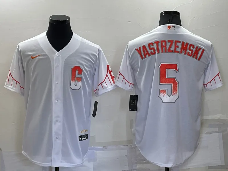 Men's San Francisco Giants #5 Mike Yastrzemski White 2021 City Connect Stitched Cool Base Nike Jersey