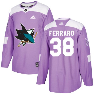 Men's San Jose Sharks #38 Mario Ferraro Adidas Hockey Fights Cancer Authentic Purple Jersey
