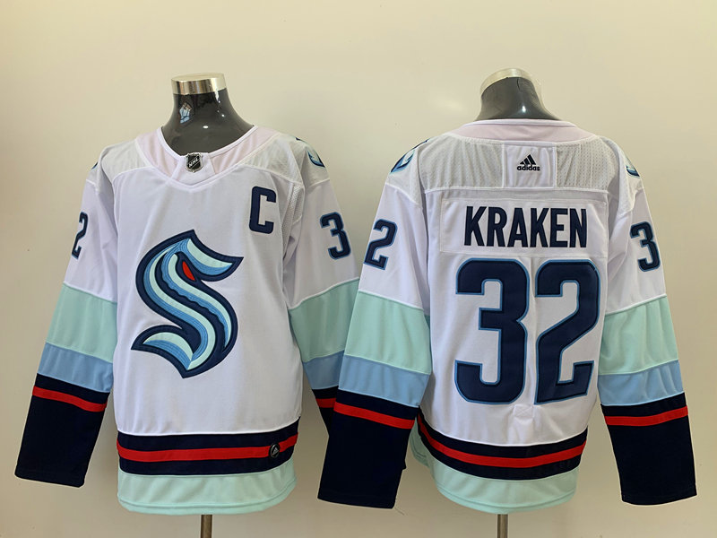 Men's Seattle Kraken #32 Kraken White Stitched Adidas NHL Jersey