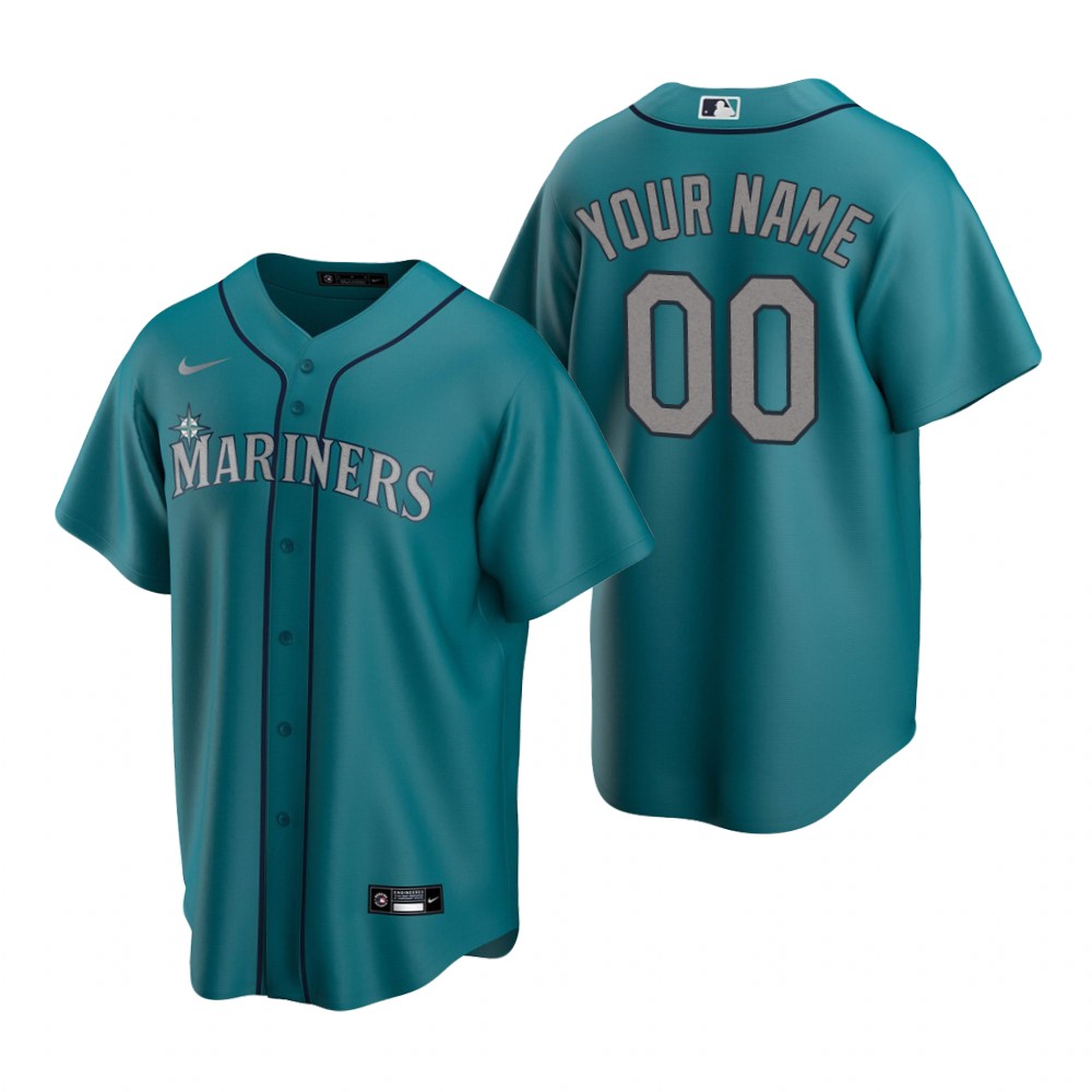 Men's Seattle Mariners Custom Nike Aqua Stitched MLB Cool Base Jersey