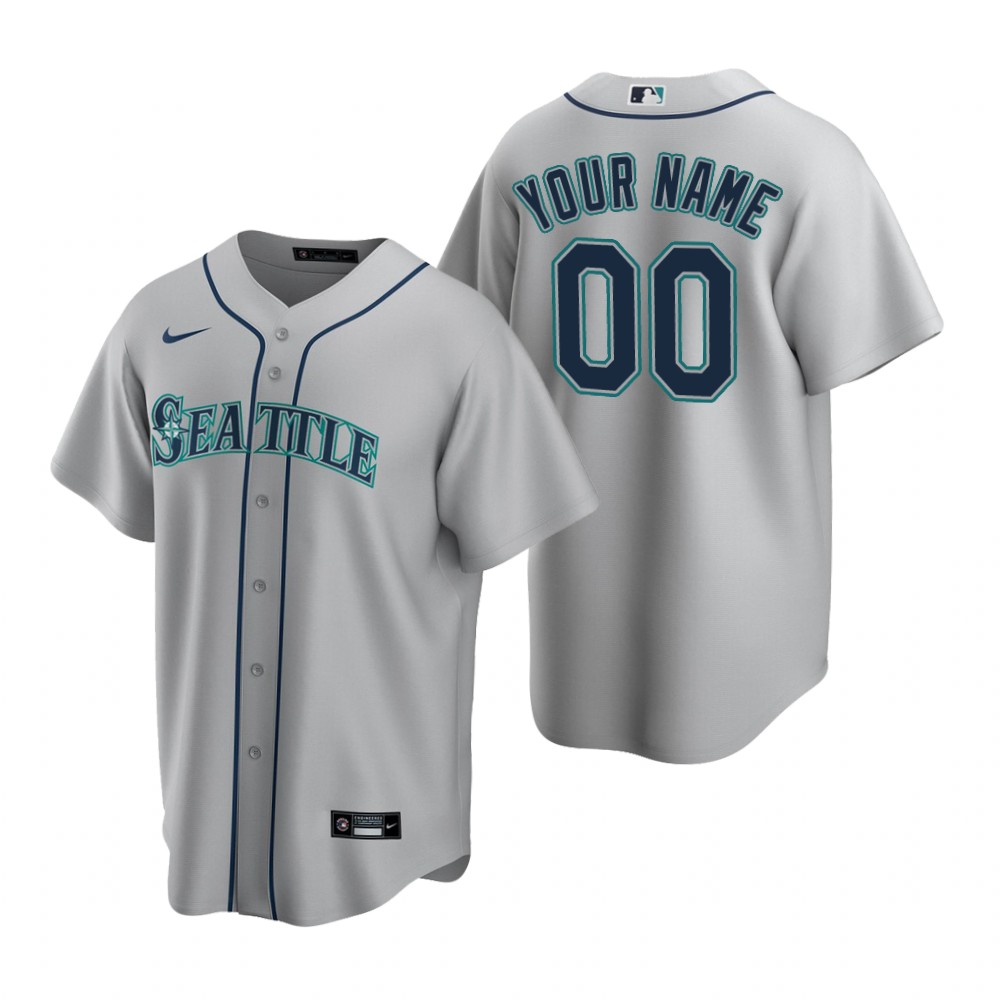 Men's Seattle Mariners Custom Nike Gray Stitched MLB Cool Base Road Jersey