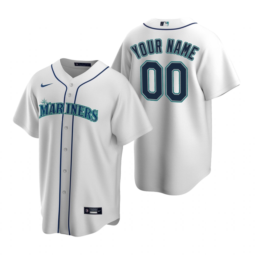 Men's Seattle Mariners Custom Nike White Stitched MLB Cool Base Home Jersey