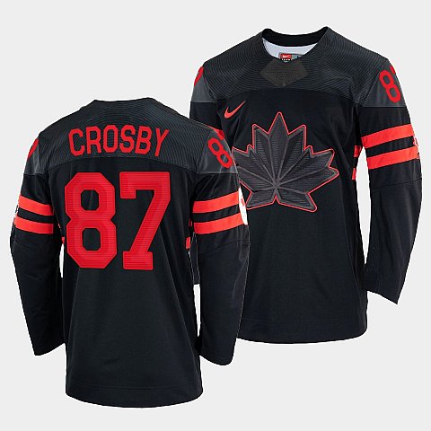 Men's Sidney Crosby Canada Hockey Black 2022 Beijing Winter Olympic #87 Alternate Rrplica Jersey