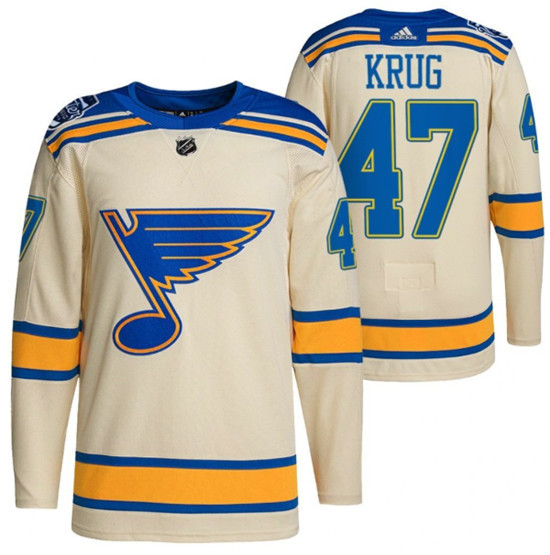 Men's St. Louis Blues #47 Torey Krug Cream 2022 Winter Classic Stitched Jersey