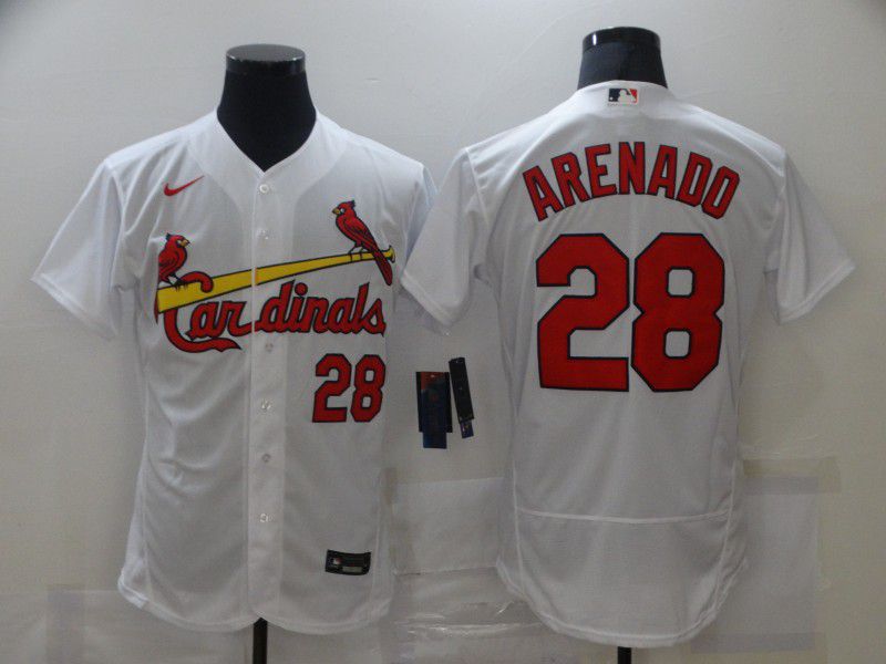 Men's St. Louis Cardinals #28 Nolan Arenado White Stitched MLB Flex Base Nike Jersey