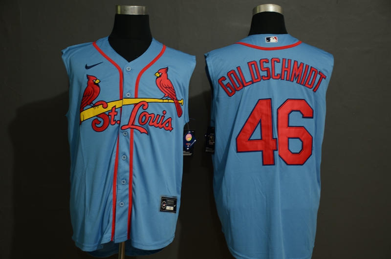 Men's St. Louis Cardinals #46 Paul Goldschmidt Light Blue 2020 Cool and Refreshing Sleeveless Fan Stitched MLB Nike Jersey