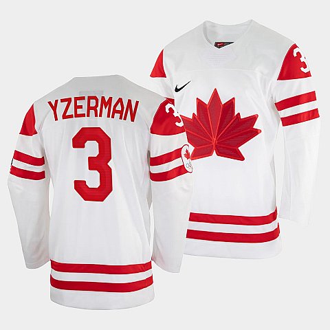 Men's Steve Yzerman Canada Hockey White 2022 Winter Olympic #3 Salt Lake City Jersey