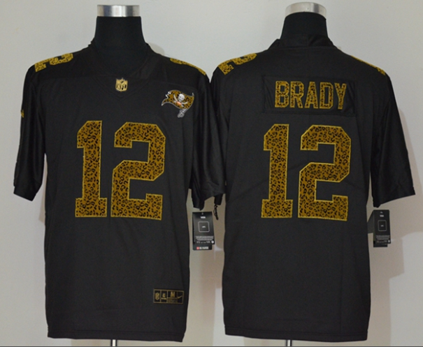 Men's Tampa Bay Buccaneers #12 Tom Brady Black 2020 Nike Flocked Leopard Print Vapor Limited NFL Jersey