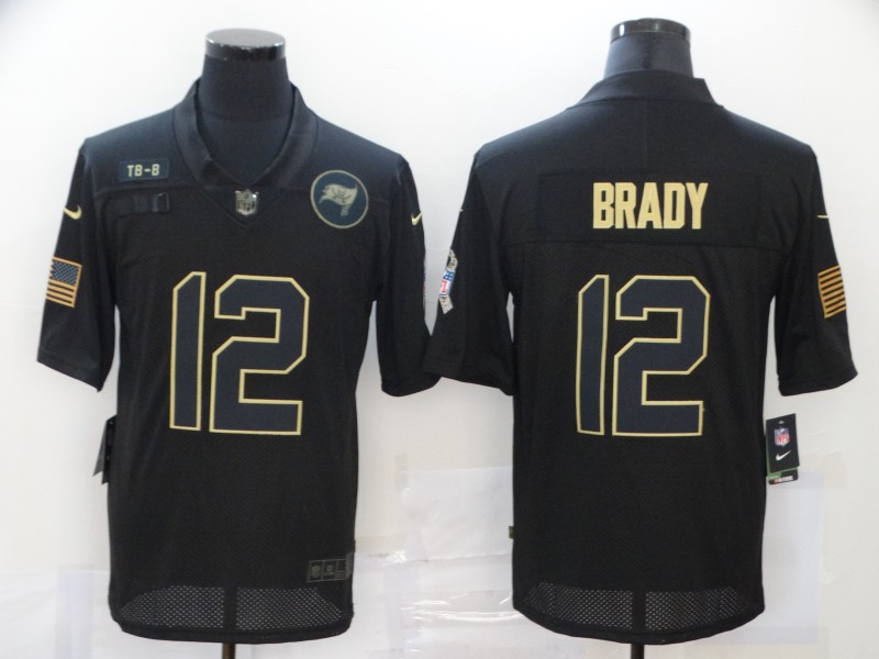 Men's Tampa Bay Buccaneers #12 Tom Brady Black 2020 Salute To Service Stitched NFL Nike Limited Jersey
