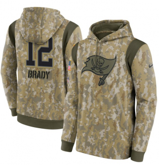 Men's Tampa Bay Buccaneers #12 Tom Brady Camo 2021 Salute To Service Therma Performance Pullover Hoodie