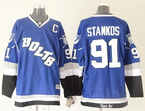 Men's Tampa Bay Lightning #91 Steven Stamkos Blue Third Stitched NHL Jersey