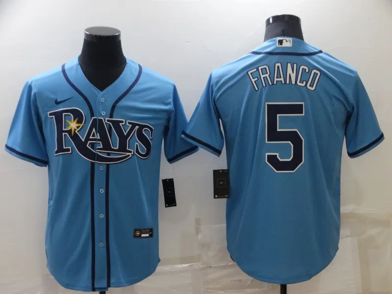 Men's Tampa Bay Rays #5 Wander Franco Light Blue Stitched MLB Cool Base Nike Jersey
