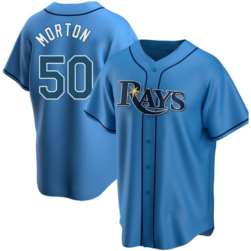 Men's Tampa Bay Rays Replica #50 Charlie Morton Light Blue Alternate Nike Jersey