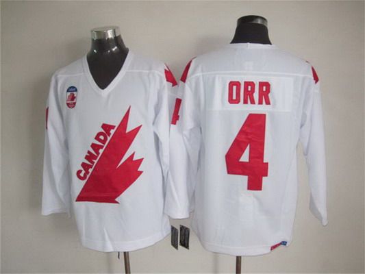 Men's Team Canada #4 Bobby Orr 1991 Olympic White CCM Vintage Throwback Jersey