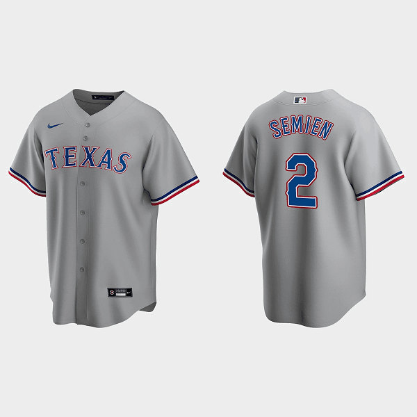 Men's Texas Rangers #2 Marcus Semien Gray Cool Base Stitched Baseball Jersey