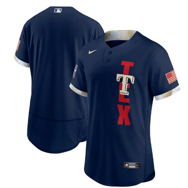Men's Texas Rangers Blank 2021 Navy All-Star Flex Base Stitched MLB Jersey