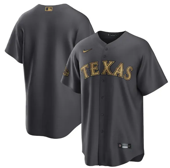Men's Texas Rangers Blank Charcoal 2022 All-Star Cool Base Stitched Baseball Jersey