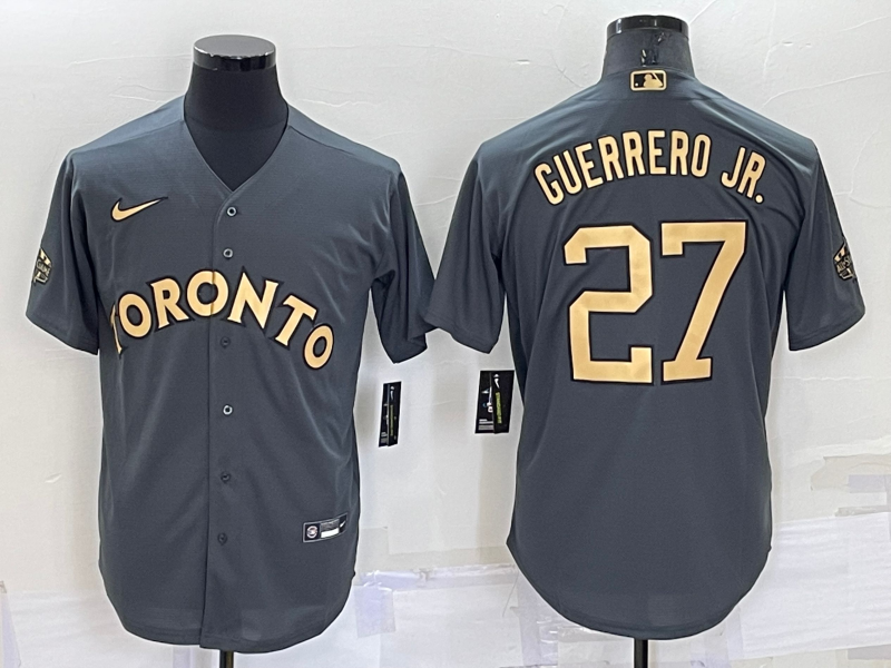 Men's Toronto Blue Jays #27 Vladimir Guerrero Jr Grey 2022 All Star Stitched Cool Base Nike Jersey