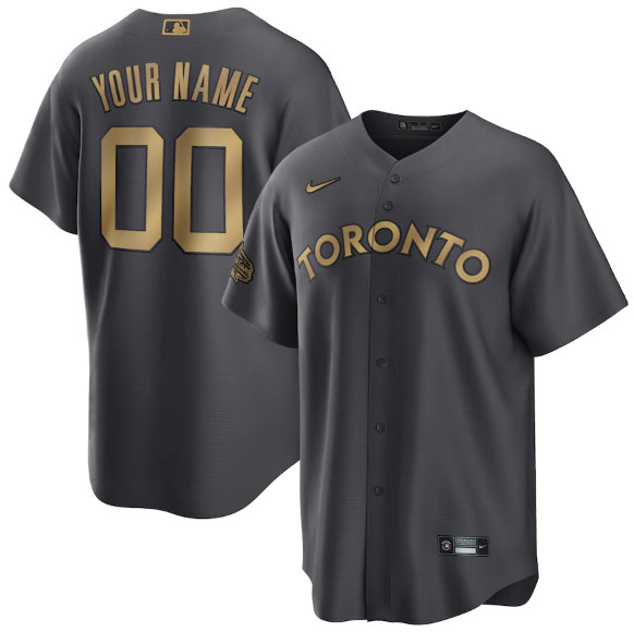 Men's Toronto Blue Jays Active Player Custom Charcoal 2022 All-Star Cool Base Stitched Baseball Jersey