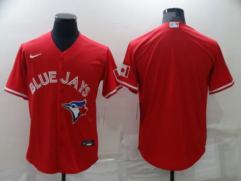 Men's Toronto Blue Jays Blank Red Stitched MLB Cool Base Nike Jersey