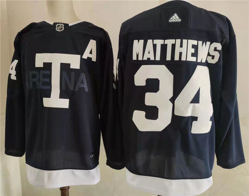 Men's Toronto Maple Leafs 34 Auston Matthews Navy 2022 NHL Heritage Classic Adidas Jersey