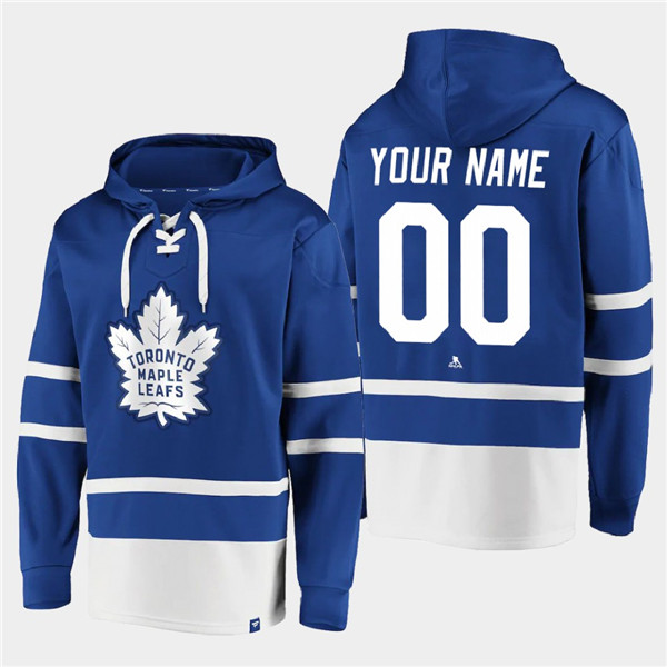 Men's Toronto Maple Leafs Active Player Custom Blue All Stitched Sweatshirt Hoodie