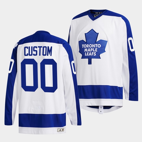 Men's Toronto Maple Leafs Custom White Classics Primary Logo Stitched Jersey