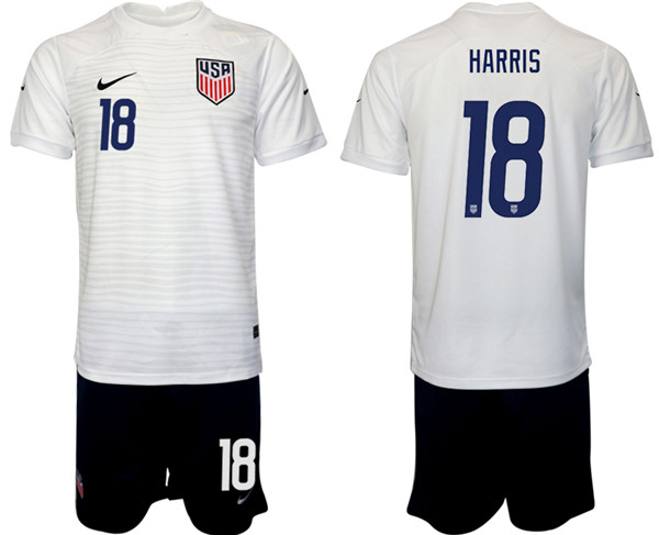 Men's United States #18 Harris White Home Soccer 2022 FIFA World Cup Jerseys