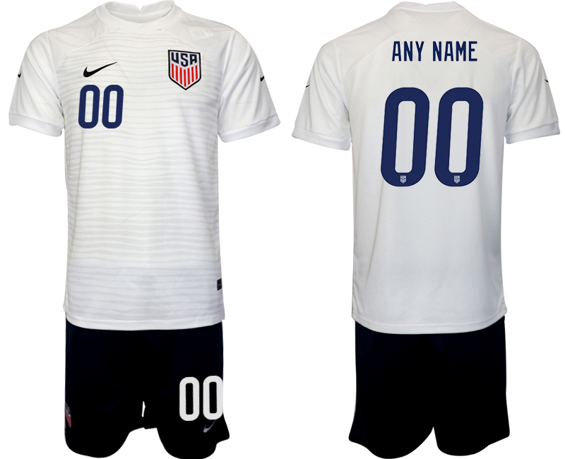 Men's United States Custom White Home Soccer2022 FIFA World Cup Jerseys