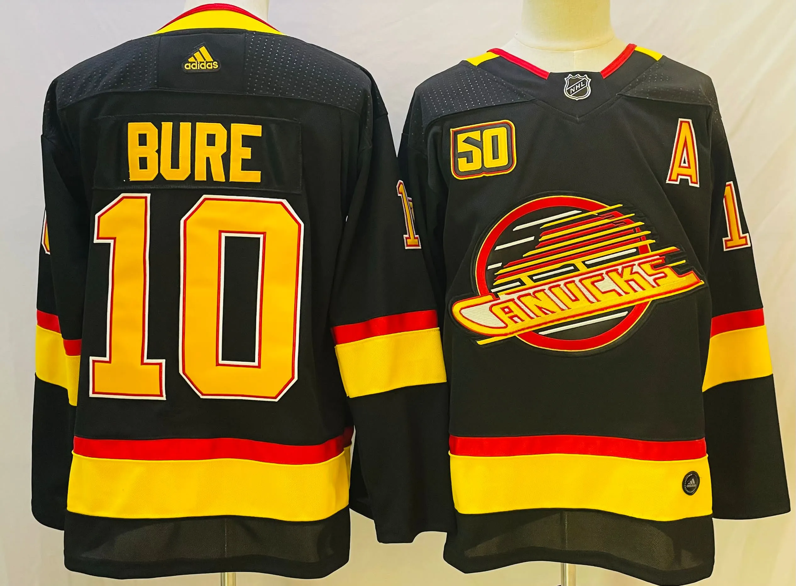 Men's Vancouver Canucks #10 Pavel Bure Black 50th Season Adidas Stitched NHL Jersey