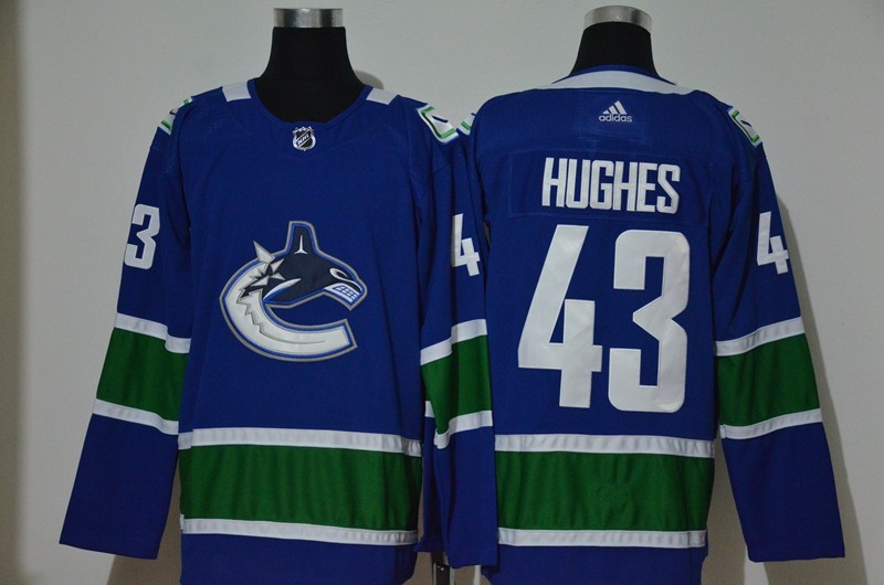Men's Vancouver Canucks #43 Quinn Hughes NEW Blue Adidas Stitched NHL Jersey