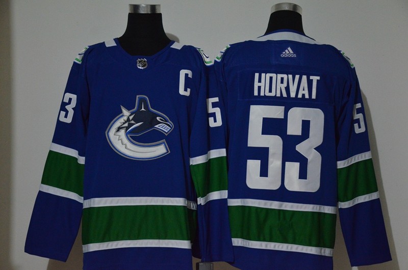 Men's Vancouver Canucks #53 Bo Horvat NEW Blue With C Patch Adidas Stitched NHL