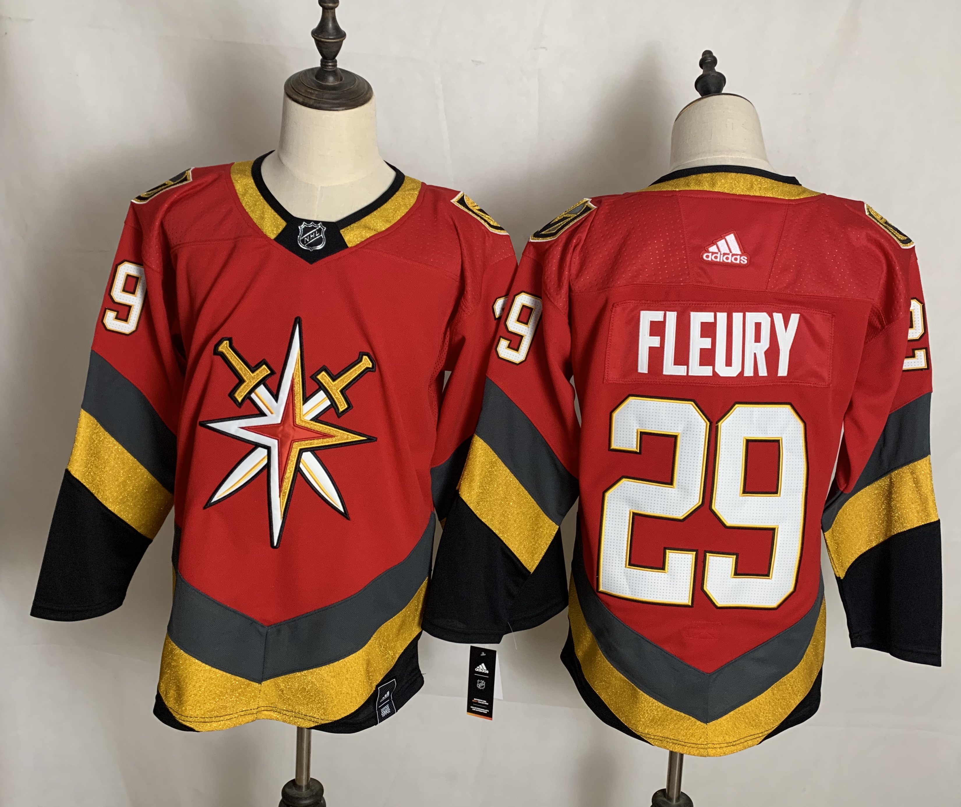 Men's Vegas Golden Knights #29 Marc-Andre Fleury Red Adidas 2020-21 Alternate Authentic Player NHL Jersey