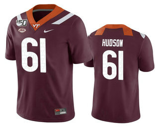 Men's Virginia Tech Hokies #61 Bryan Hudson Maroon 150th College Football Nike Jersey