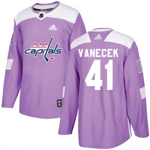 Men's Washington Capitals #41 Vitek Vanecek Adidas Authentic Fights Cancer Practice Jersey - Purple