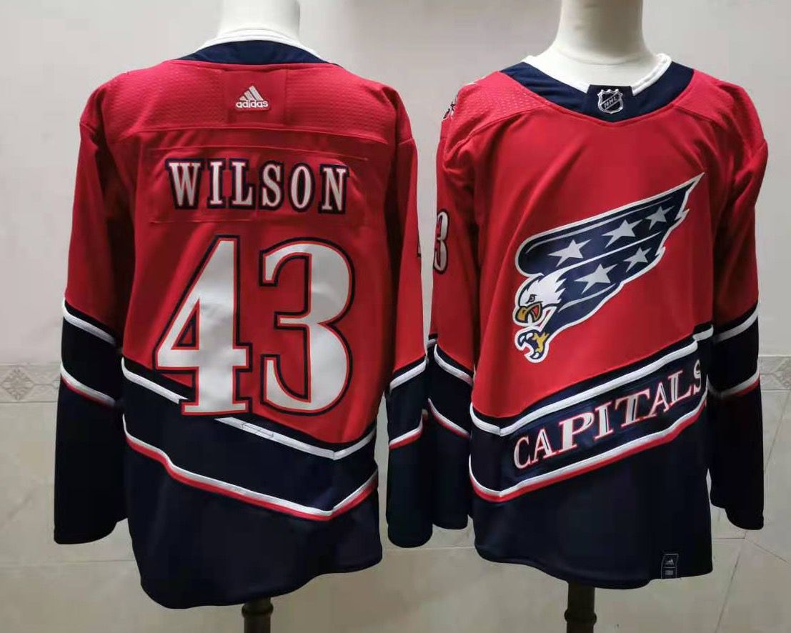 Men's Washington Capitals #43 Tom Wilson Red 2021 Retro Stitched NHL Jersey